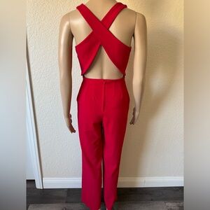 Crystal sky red romper pants